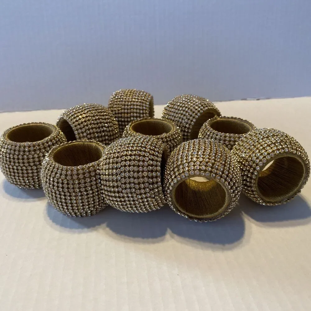 Gold Napkin Rings Set Of 10 Jeweled Napkin Holders Round Napkin Rings Fancy
